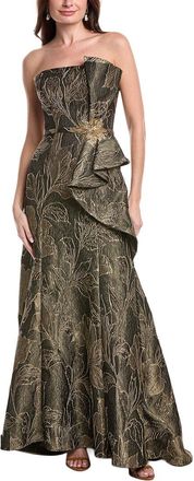 Rene Ruiz Strapless Metallic Jacquard Gown