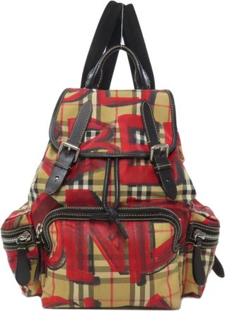 Burberry Brown Red Color Nylon Backpack (Pre-Owned)