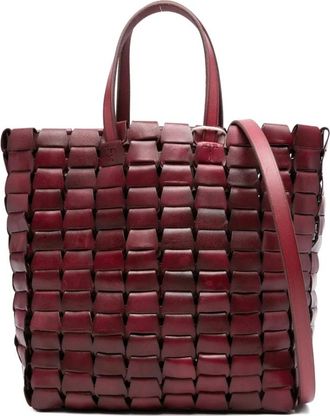 Dragon Diffusion Bordeaux Geweven Leren Tote Tas - Dames - Shoppers - Rood - ONE Size - Leer - Tassen