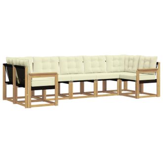 vidaXL Conjunto De Sof&aacute;s De Exterior Con Coj&iacute;n 7 Pcs Blanco Y Crema Vidaxl