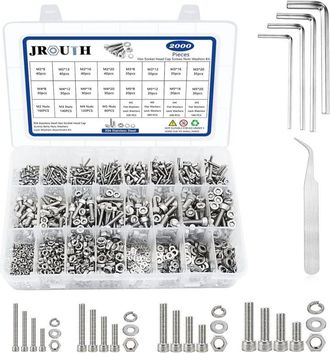 OEM 2000 Piezas M2 M3 M4 M5 Tornillos De Cabeza Hueca Hexagonal, Tornillos De Cabeza Hueca Hexagonal M&eacute;tricos De Acero Inoxidable 304, Juego Combinado De 