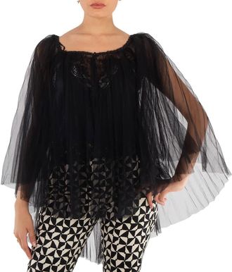 Alexander Wang Lace-Embroidered Charmeuse Tunic Top