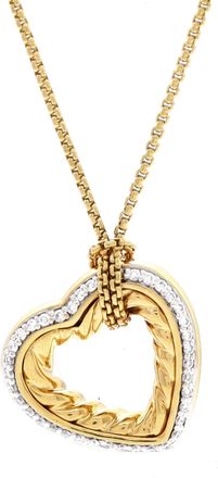 David Yurman Cable Heart Pendant Necklace 18K Yellow Gold with Diamonds