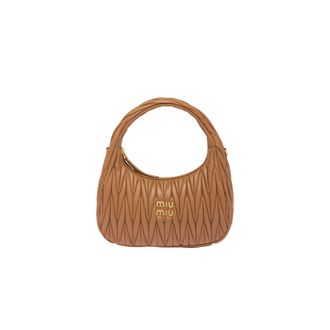Miu Miu Wander Matelass&eacute; Nappa Leather Hobo Bag, Woman, Caramel