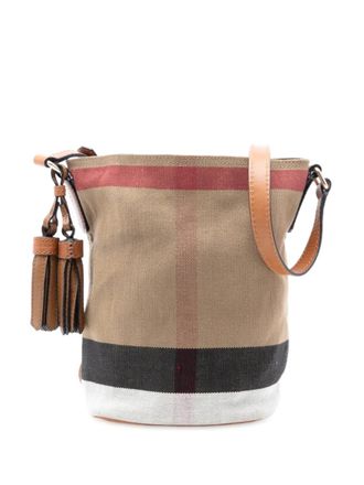 Burberry 2000-2017 Mini Mega Check Canvas Ashby Tassel bucket bag - Brown