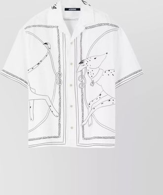 Jacquemus dog embroidered collar graphic print shirt