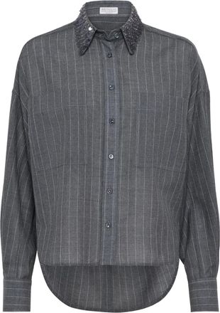 Brunello Cucinelli Gestreept blouse - Grijs