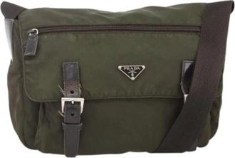 Prada Pre-owned Cross Body Bags, female, Green, Size: ONE SIZE Pre-owned Vintage Nylon Shoulder Bag