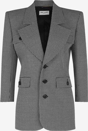 Saint Laurent Einreihiger karierter Wollblazer