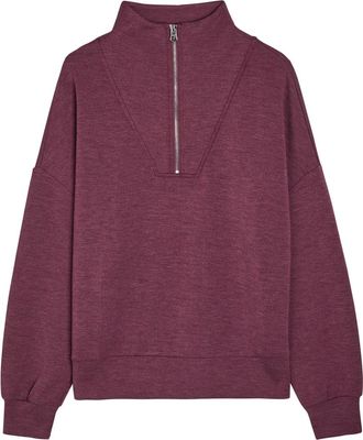 Varley Hawley Half-zip Stretch-jersey Sweatshirt - Burgundy - Xxs (UK4 / Xxs)