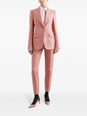 Dolce & Gabbana Womens Cotton Blend Jacquard Blazer - Rose Gold - Size EU 44 (Womens)