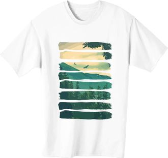 Generic Birds Minimal Forest Mens T-Shirt Medium White
