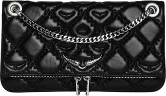 Zadig&Voltaire Gewatteerde Monogram Leren Clutch met Ketting - Dames - Schoudertassen - Zwart - ONE Size - Leer - Tassen