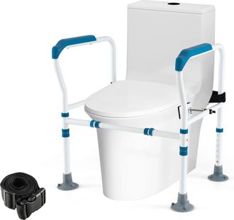 Costway Costway - Apoyabrazos Wc, Riel De Seguridad Para Inodoros Para Ancianos, Soporte Para Inodoro Con Altura Y Anchura Ajustables Y Correa Fija Para Disca