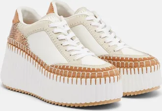 Chlo&eacute; Chlo&eacute; Zapatillas con plataforma Nama con ante y piel