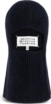 Maison Margiela Ribbed Wool Beanie - Heren - Hoeden - Blauw - M - Wol - Accessoires