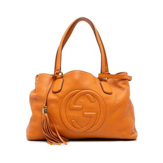 Gucci Pre-owned Tote Bags, female, Orange, Size: ONE SIZE Pre-owned Leather Top Handle Bag