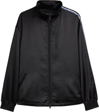 Yohji Yamamoto Satin Gradient 3-Stripes Track Top - Heren - Vesten met rits - Zwart - L - Polyester - Hoodies & sweatvesten