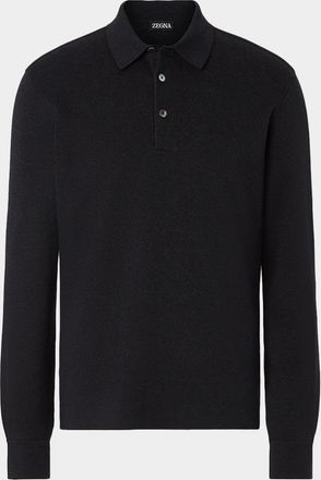 Ermenegildo Zegna Men & apos;s Cotton Long-Sleeve Polo Shirt