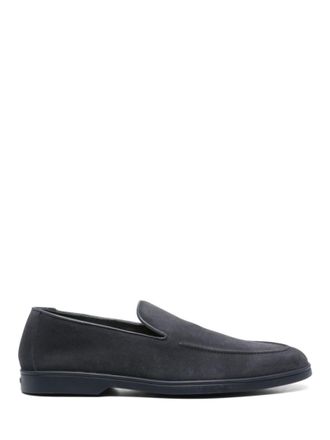 Doucal's Navy Blue Solid Loafers