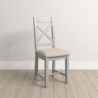 Seconique Windsor Ivory Cross Back Chair (Box of 2) in Light Grey