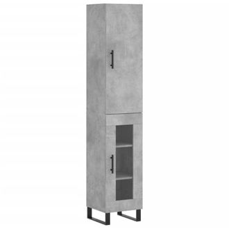 vidaXL Highboard Concrete Grey 34.5x34x180 cm Engineered Wood Vidaxl