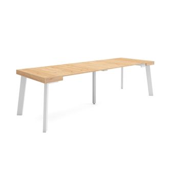 Skraut Home Mesa Consola Extensible, Mesa Comedor Plegable, 260, Para 12 Comensales, Patas De Madera, Estilo Moderno, Roble - Skraut Home