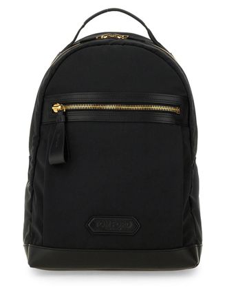 Tom Ford Mens Backpack With Logo Black Polyester Backpacks