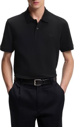 BOSS Pallas Solid Cotton Piqu&eacute; Polo in Black at Nordstrom, Size Xx-Large