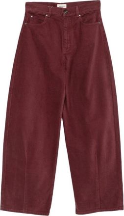 Max Mara Wkdtania Wijde Broek - Dames - Wijde Broeken - Rood - S - Katoen - Broeken