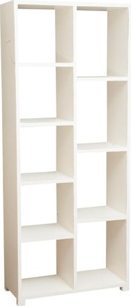Biscottini International Biblioteca De Madera Maciza De Tilo Acabado Con Efecto Blanco Envejecido 82x36x201 Cm