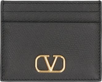 Valentino Wallets & Cardholders, female, Black, Size: ONE SIZE Signature Leather Card Holder
