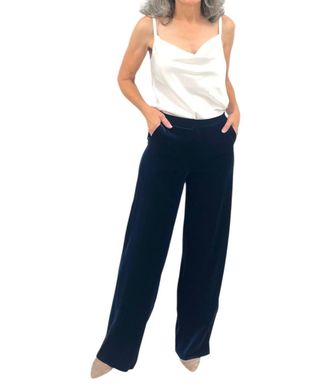 La Petite Robe Di Chiara Boni Nazife Velvet Pants In Blu Notte