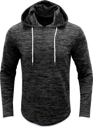 Generic Hoodies for Men Long Sleeve Hooded Workout Shirts Solid Color Sweatshirts Casual Sport Athletic Pullover Tops Clothes capuchas para Hombre(Black, XXL)
