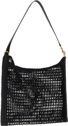 Saint Laurent Womens Black Raffia Shoulder Bag