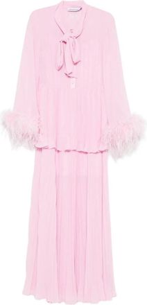 Self Portrait Maxi jurk met gevederde plooien - Dames - Maxi kleedjes - Roze - L - Kleedjes