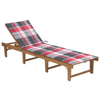 vidaXL Tumbona Plegable Con Coj&iacute;n Madera Maciza De Acacia Vidaxl