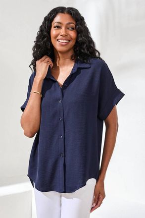Tribal Airflow Relaxed Dolman Button-Down Shirt In Nautical