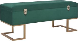 vidaXL Vidaxl - Banco Con Compartimento 105 Cm Verde De Terciopelo