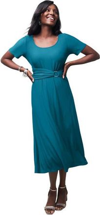 Jessica London Buckle Midi Dress in Deep Teal at Nordstrom, Size 12