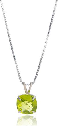 MAX + STONE 925 Sterling Silver or 14k Gold 8mm Cushion Cut Gemstone Pendent Necklace