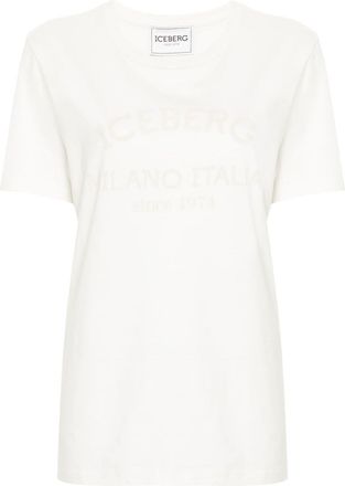 Iceberg logo-print cotton T-shirt - women - Cotton - L - Neutrals