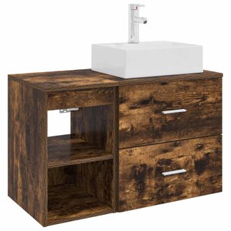 vidaXL Juego De Muebles De Ba&ntilde;o 2 Pcs Roble Ahumado Vidaxl