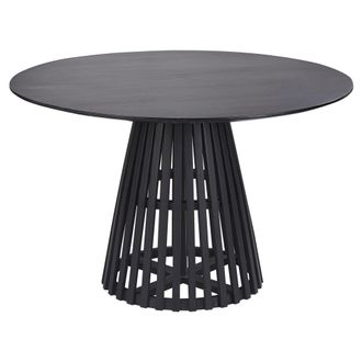 Beliani Beliani - Mesa De Comedor Moderna Redonda 4 Personas 120 Cm Madera De Acacia Negra Mesilla