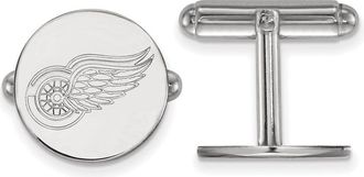Diamond2Deal Sterling Silver Rhodium-plated Detroit Red Wings Cuff Links