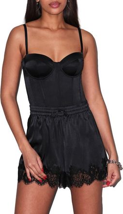 Fleur du Mal Juliet Silk & Lace Short in Black at Nordstrom, Size X-Small Short