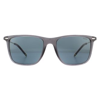 Polo Ralph Lauren Rechthoek Heren Transparant Shiny Grey Zonnebril