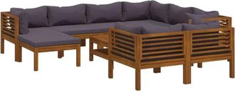 vidaXL Muebles De Jard&iacute;n 10 Pzas Cojines Madera Maciza De Acacia Vidaxl
