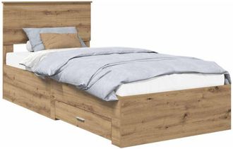 vidaXL Estructura De Cama Con Cabecera Roble Artesanal 90 X 200 Cm Vidaxl