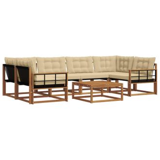 vidaXL Conjunto De Sof&aacute;s De Exterior Con Coj&iacute;n 7 Pcs Natural Y Beige Vidaxl